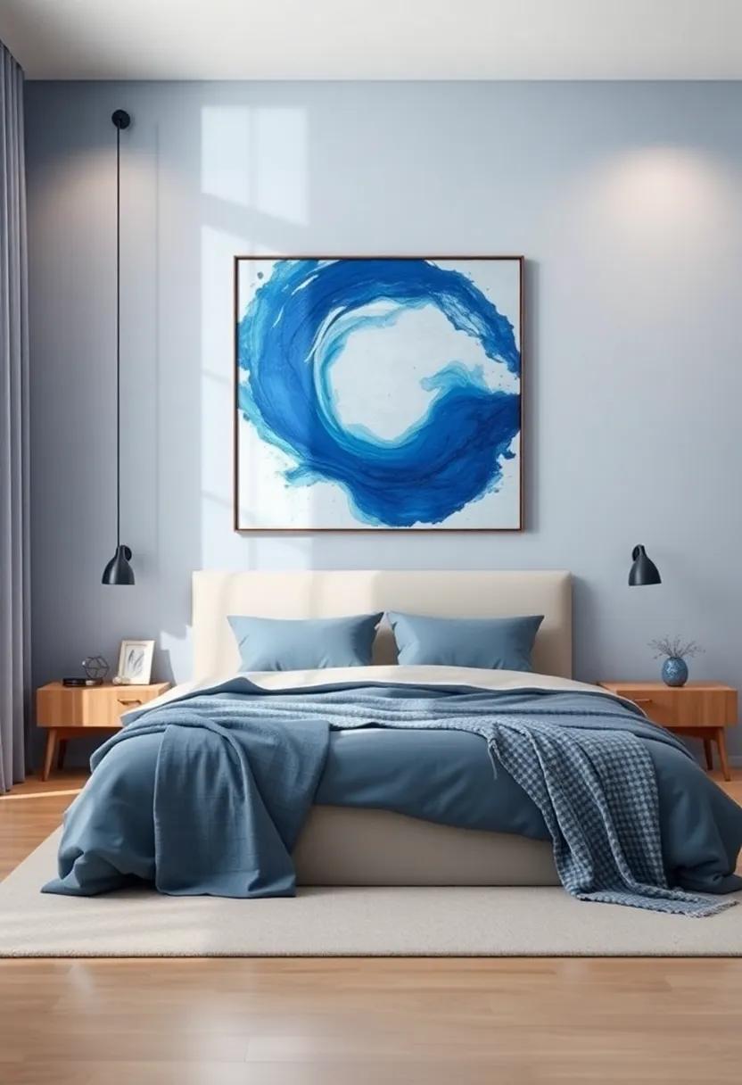 Creating​ a Focal Point With blue Artwork in Your Bedroom Design