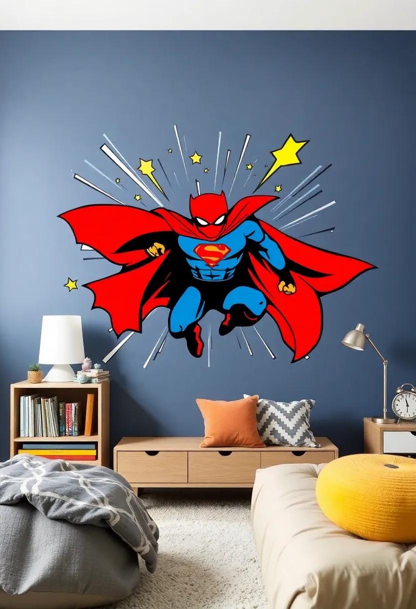 Superhero​ Dreams: Energizing a Room with Bold and Dynamic Comic Art