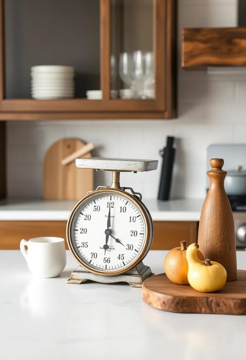 Vintage ⁤Scale as a Unique​ focal Point ‌on a Farmhouse Style Counter