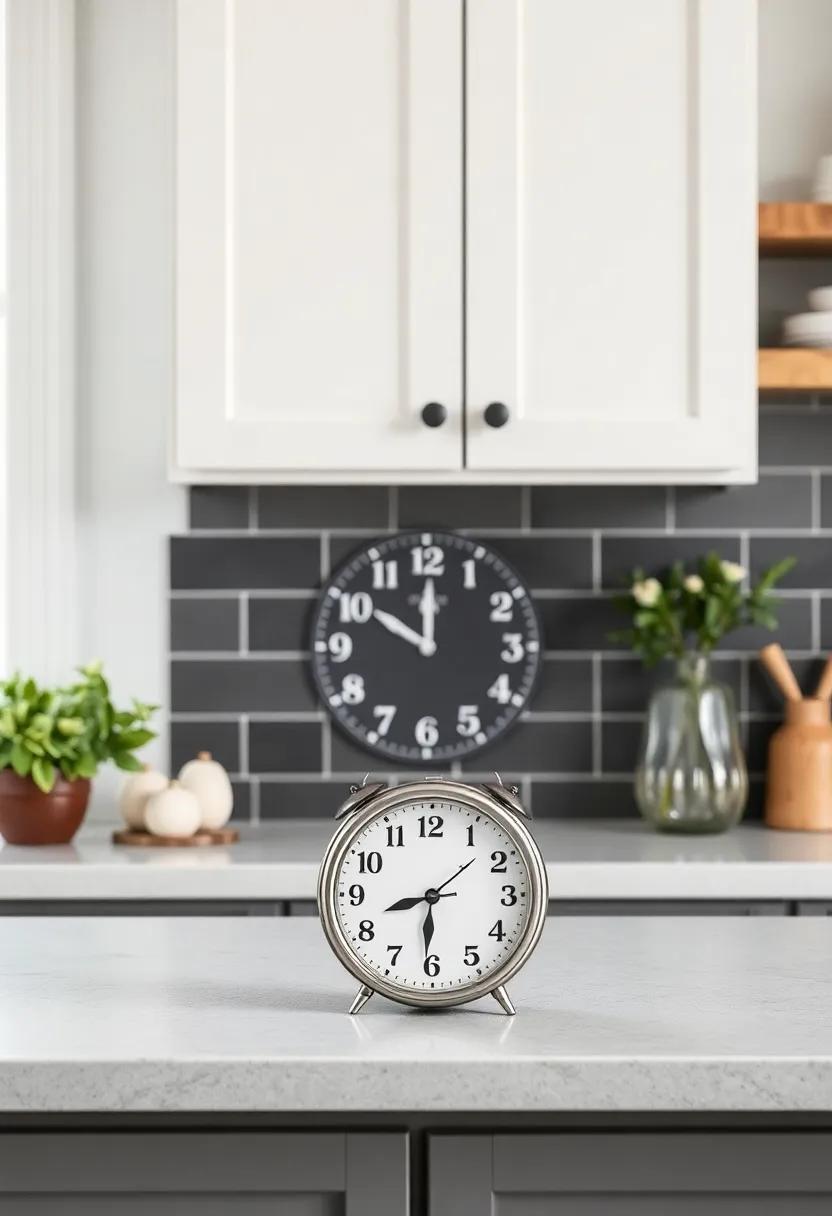 Quaint Kitchen Clock‌ as a Charming ⁢Accent on the Countertop Design