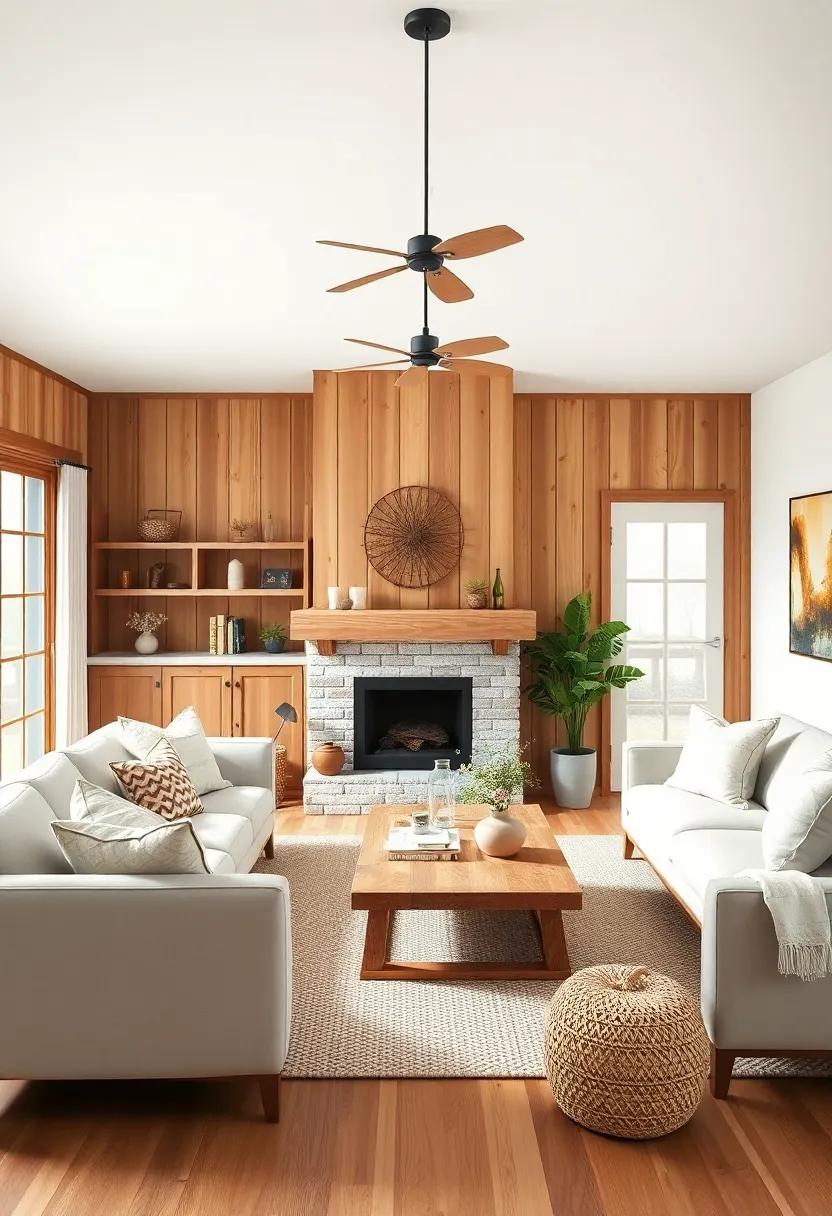 Embracing Warm Natural Woods for a Cozy Farmhouse ⁢Living Room Atmosphere