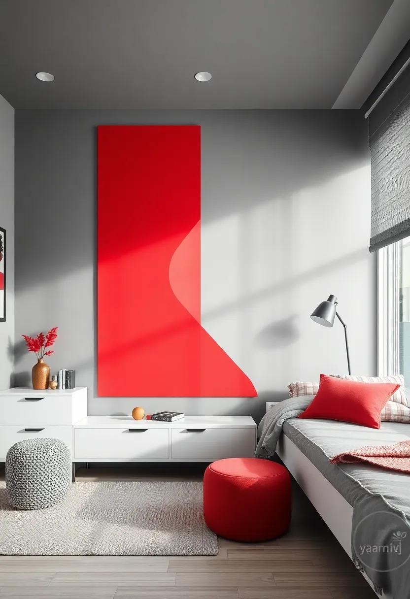 Chic Color Palette: ‌Balanced Harmony of⁣ Grey and Red for a⁤ teen Room