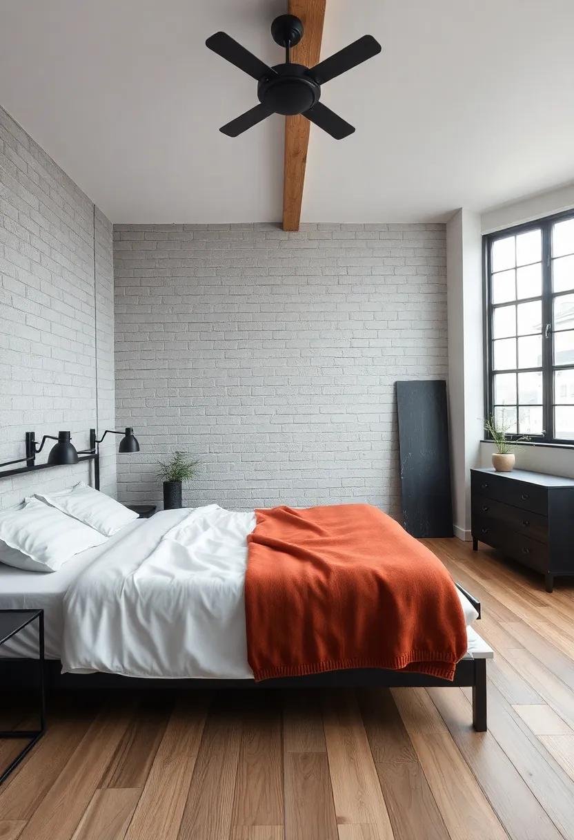 Exploring the Contrast of Industrial Design in a Cozy Bedroom Setting