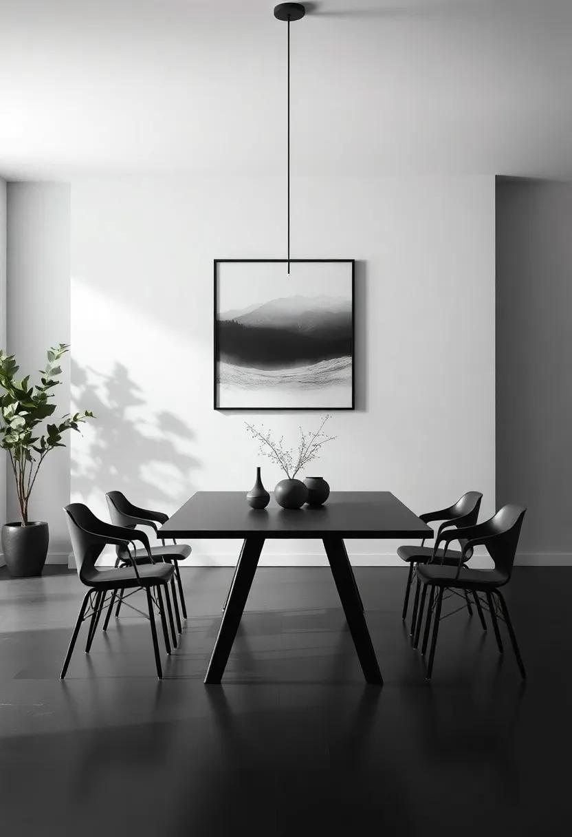 Serene Surroundings how Matte Black Enhances Minimalist Dining Spaces