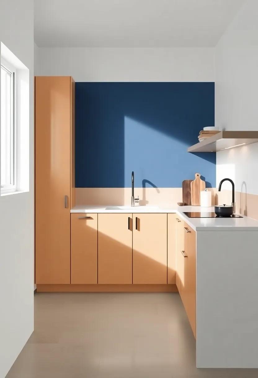 Bold Color Blocks Creating Dramatic Statements in Tiny Kitchen Designs