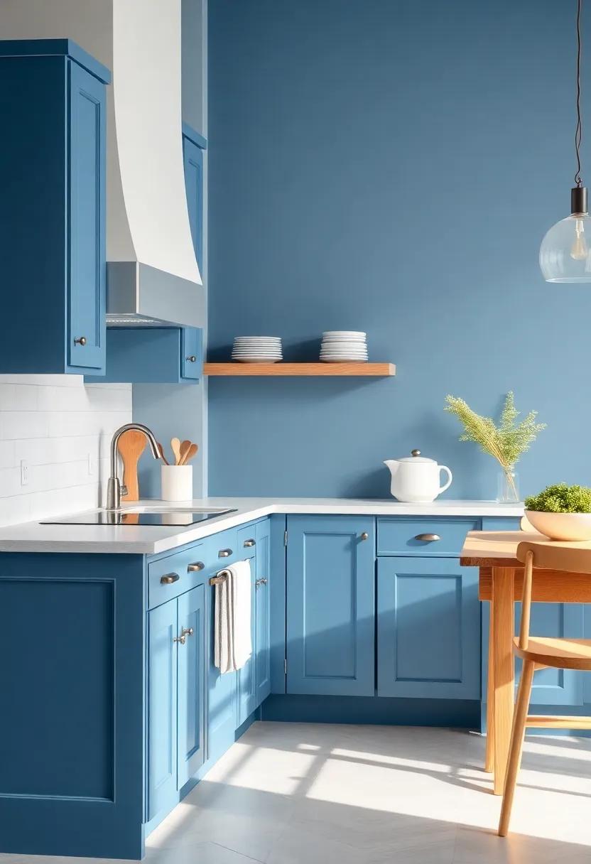 Inspired Coastal Blues Evoking Tranquility in Your culinary Haven