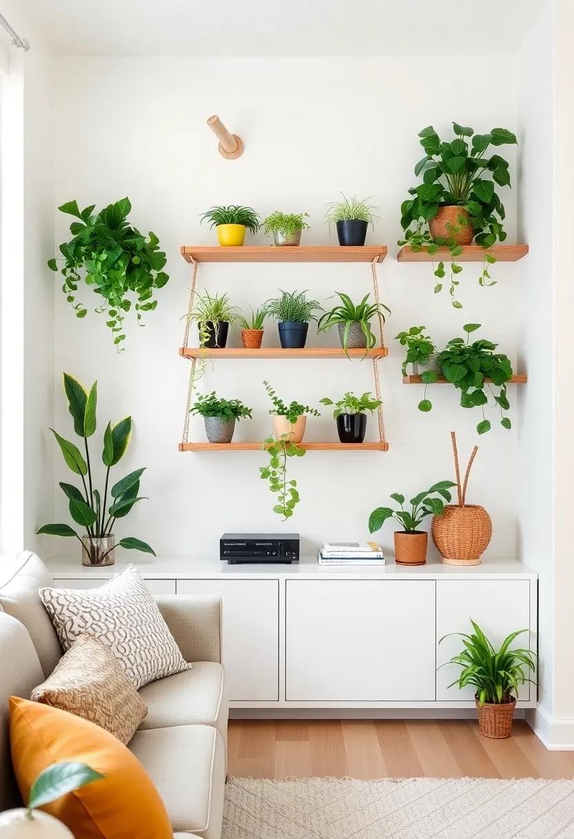 Wall shelves with Greenery: Functional Decor ⁣for Small Spaces