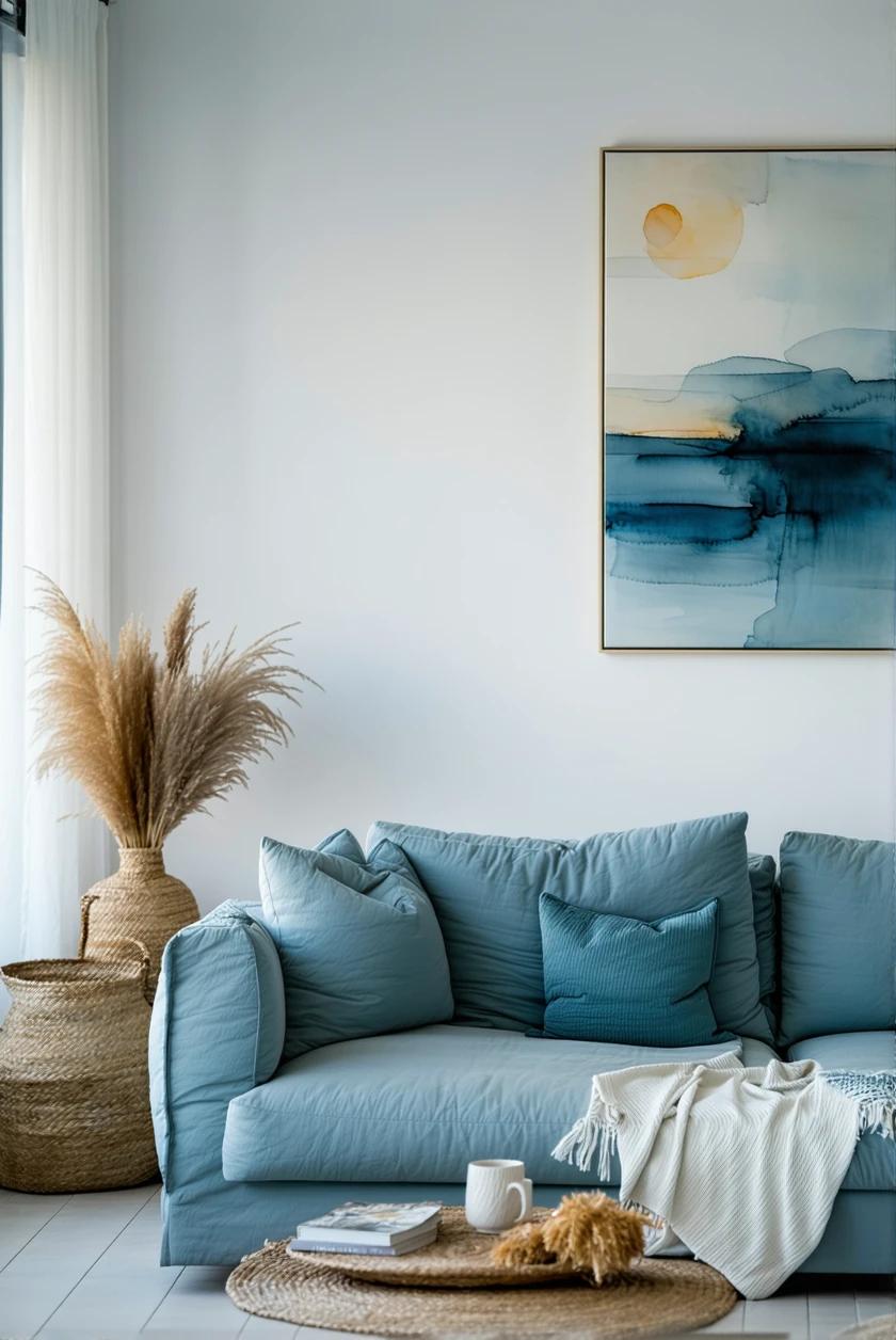 Embracing Calmness with Soft Blues‌ in Cozy ⁤Living ⁤Rooms