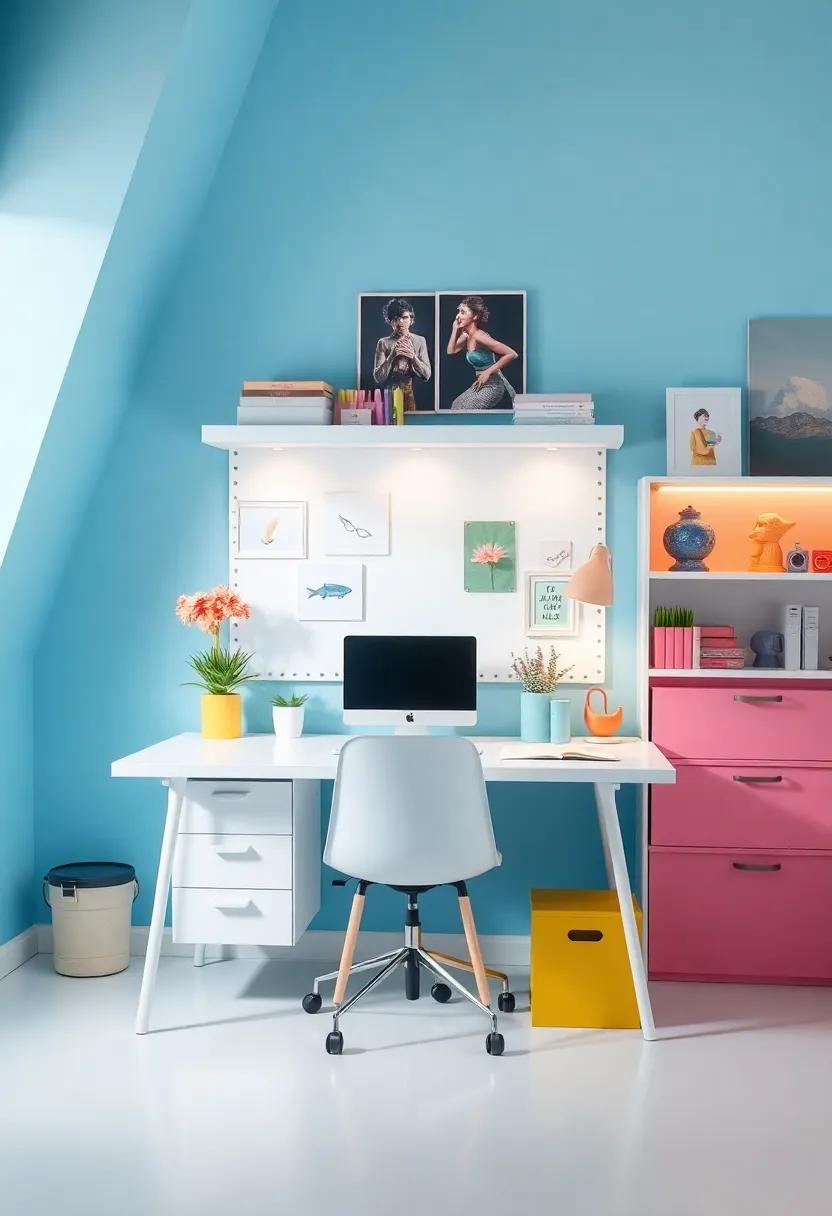 Showcasing a Colorful and Organized Desk Space for Young Creators