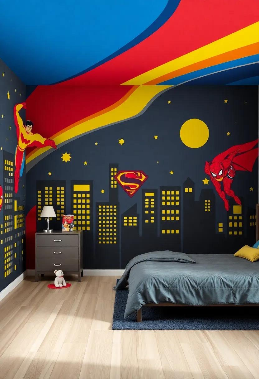 Artistic Murals ⁤Bringing Superhero Stories ‍to Life Across​ the Room