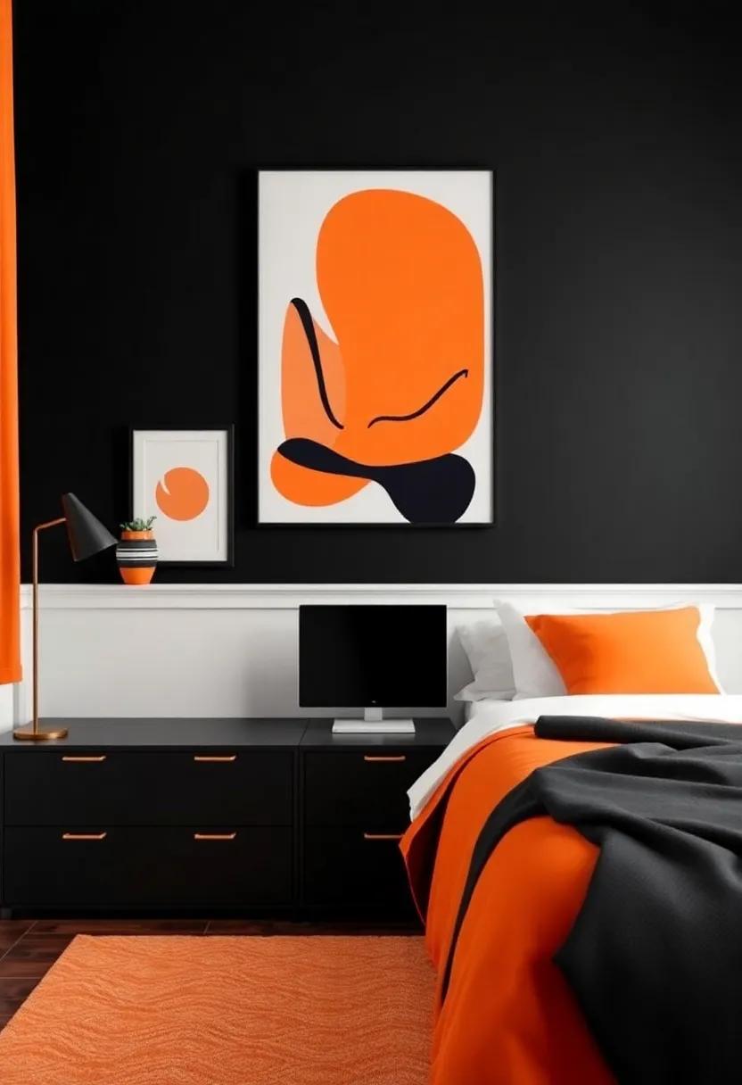 Smart Color Placement: Strategic ‌Use of ⁣Tangerine⁣ and⁣ Black to Guide the Eye