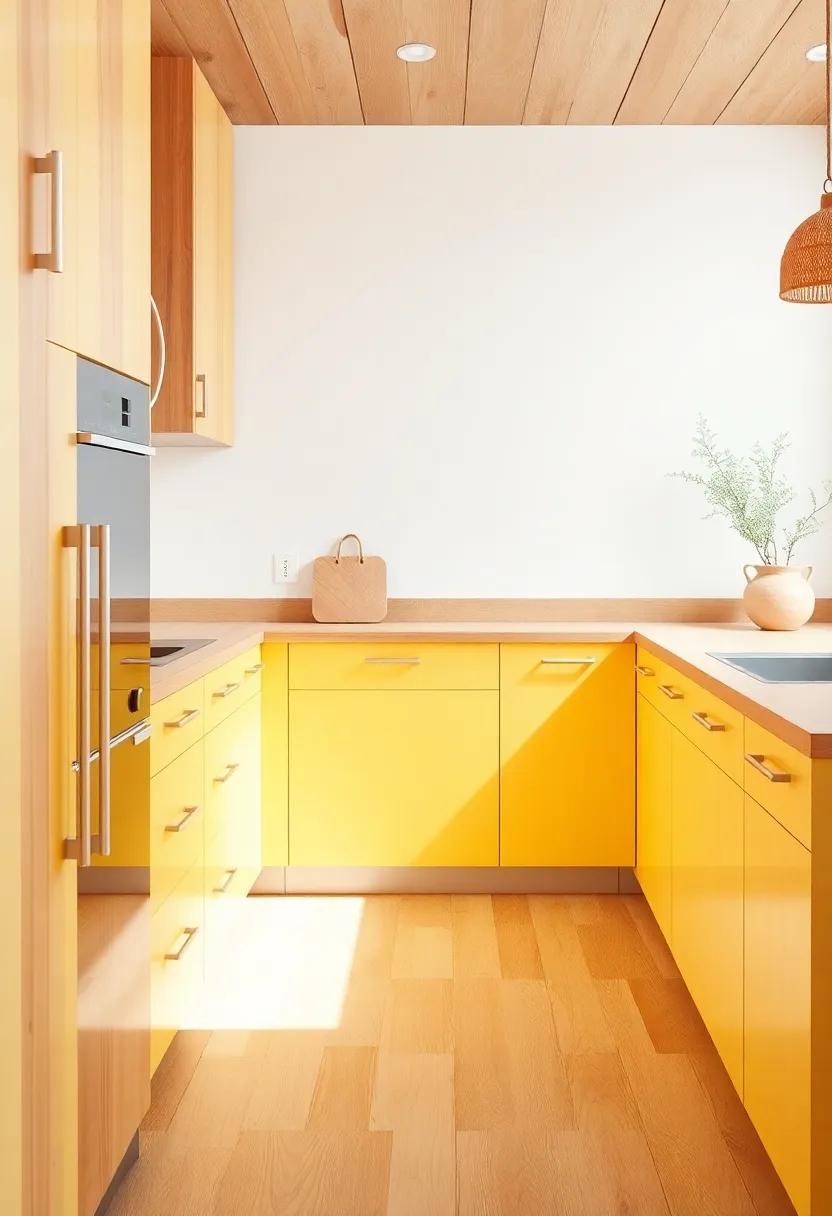 Pairing Yellow Cabinets ⁢with ‍Natural Wood‍ Accents