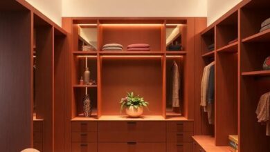 Elegance Redefined: Exploring a Luxurious Terracotta and Gold Walk-in Closet