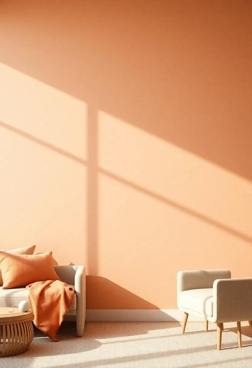 Embracing Serenity: Muted Clay and Peach Tones for Contemporary Living Spaces