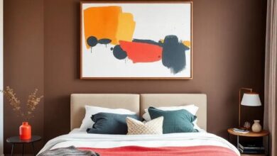 Curating Comfort: Designing an Eclectic Bedroom with Bold Modern Art