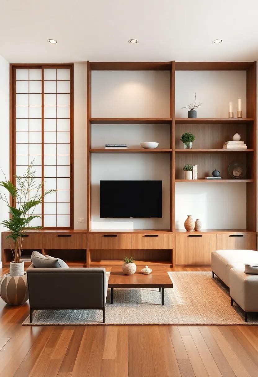 Embracing Serenity: Designing a Japanese-Style Living Room with Minimalist Shelves