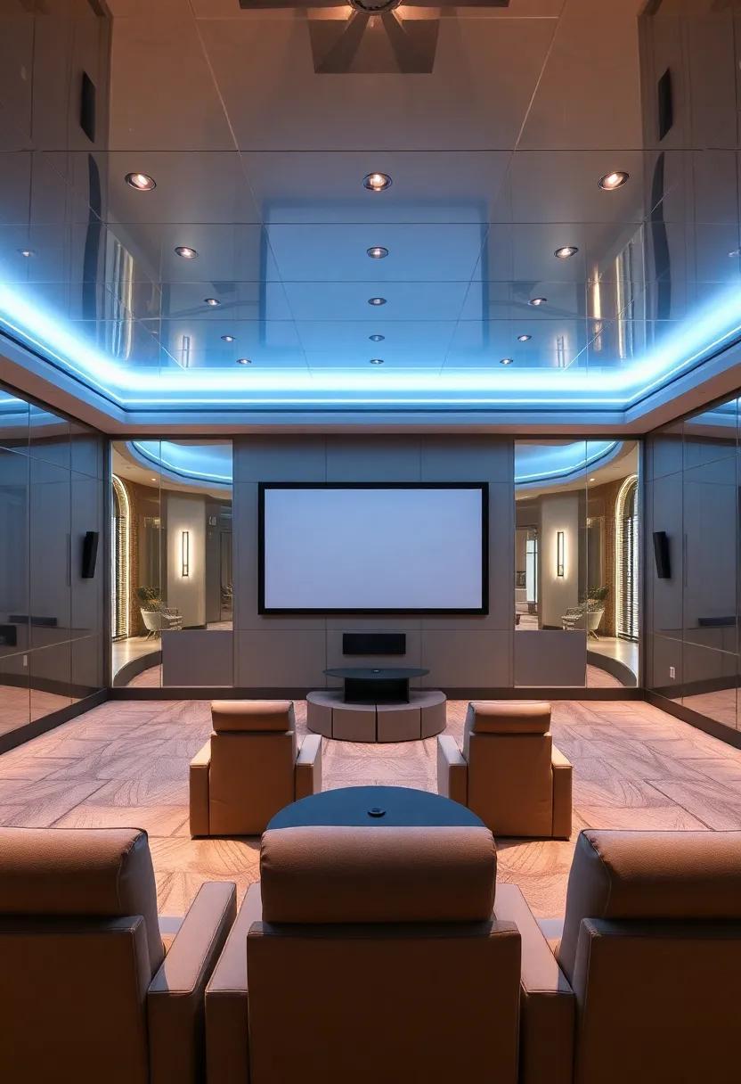 Reflections of Luxury: Designing an Elegant Home Theater with Mirrored Ceilings