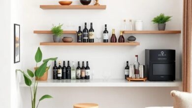 25 Chic Ideas for a Small Living Room Bar with Shelves
