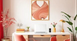 25 Stylish Elements for a Coral and Brass Home Office Oasis