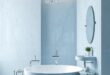 Transform Your Space: A Luxurious Pastel Blue and Silver Bathroom Oasis