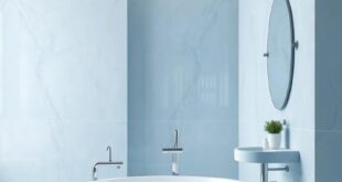 Transform Your Space: A Luxurious Pastel Blue and Silver Bathroom Oasis