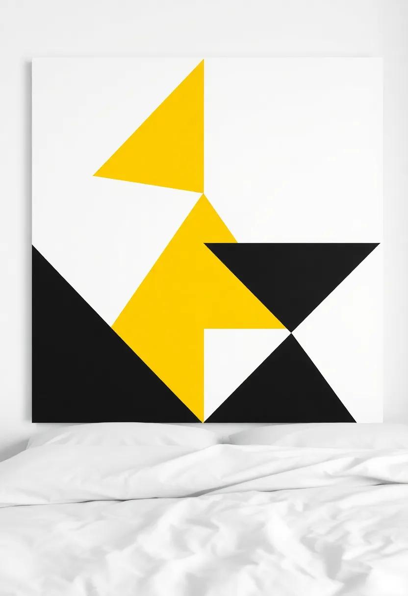 Geometric Dreams: A series of intersecting triangles in bold yellows and blacks ​that add a modern touch to‌ any wall