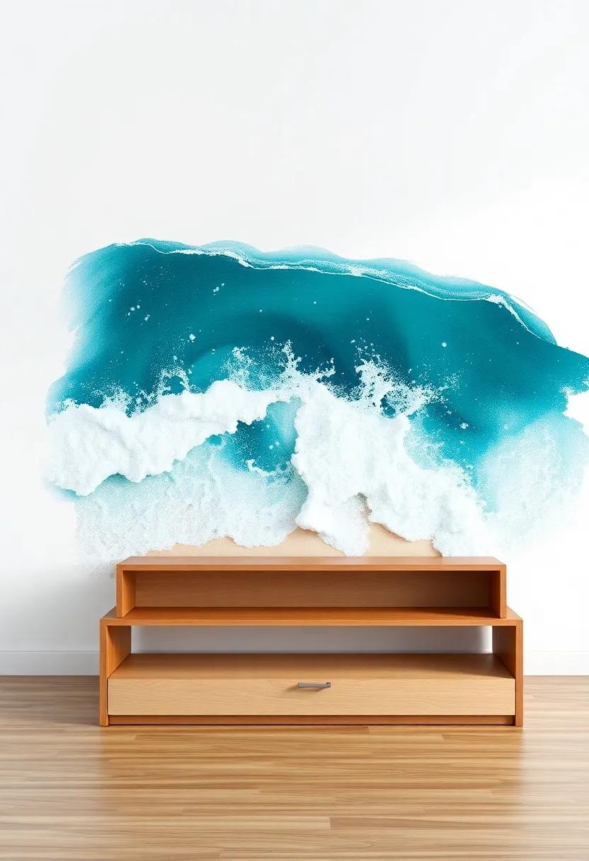 Ocean Waves: A striking ​piece that captures​ the dynamic flow of ocean ⁤currents with ⁢brushstrokes of teal and sand