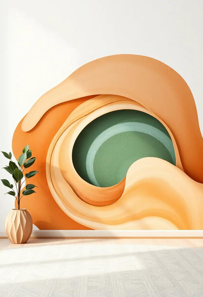Organic⁢ Whirls: Earthy colors and organic shapes come ​together ‌to ⁤create a sense of flow and‌ connection to nature