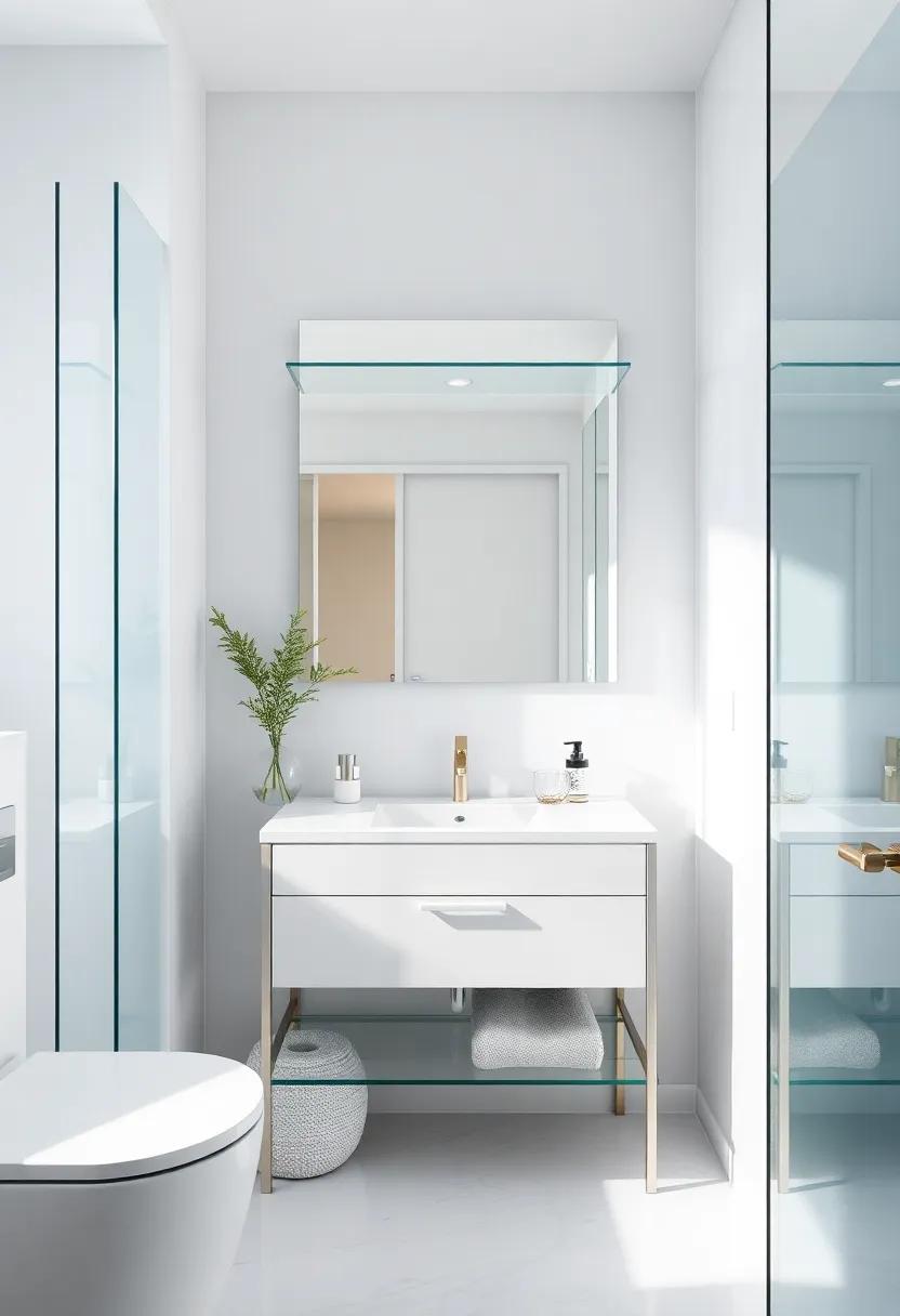 glass Details: Clear glass vanities or shelves convey an open ⁢feel while showcasing your ​bathroom's design elements