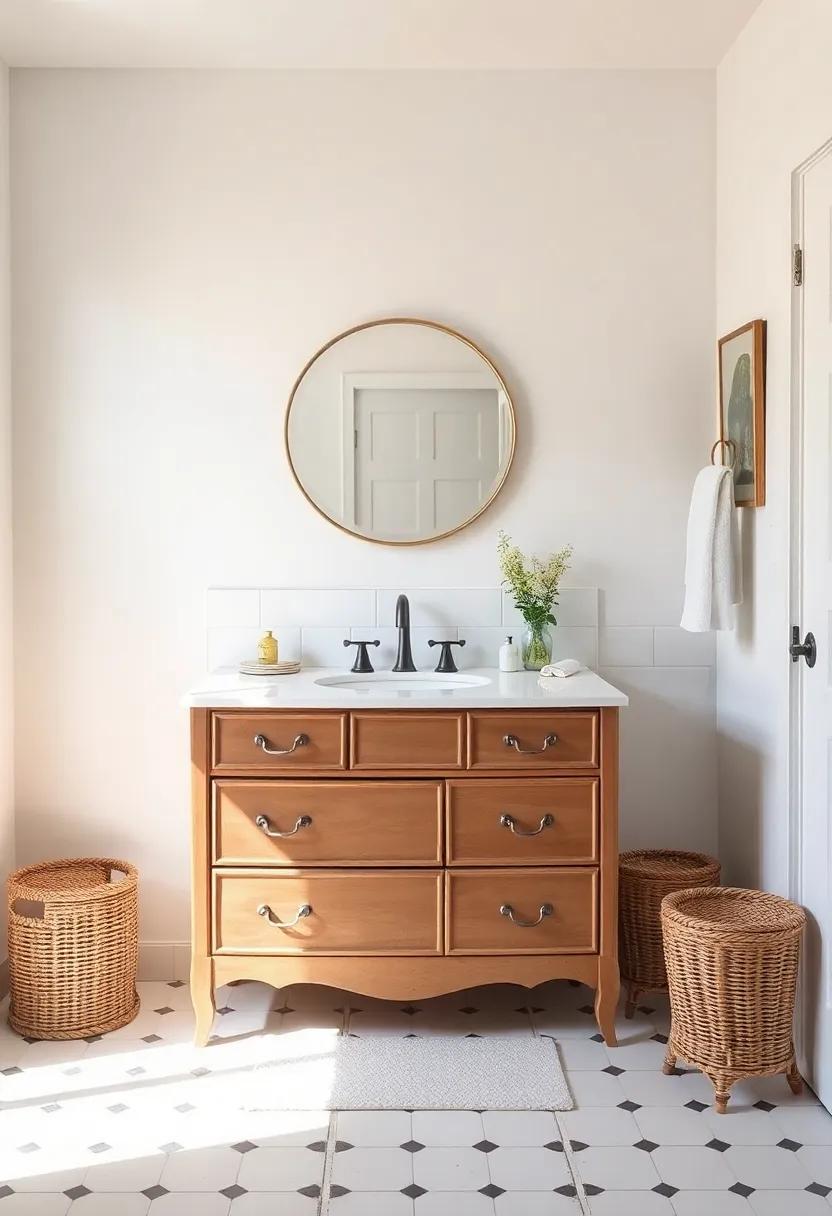 Vintage Charm: Incorporate a vintage dresser as your bathroom vanity to add character and⁢ a⁢ unique flair to your ‍space