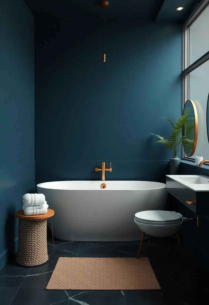 Bold ‍Color⁢ Palettes: ⁤Experiment⁣ with rich colors⁤ such as deep navy​ or emerald green to create an inviting and dramatic⁤ bathroom atmosphere