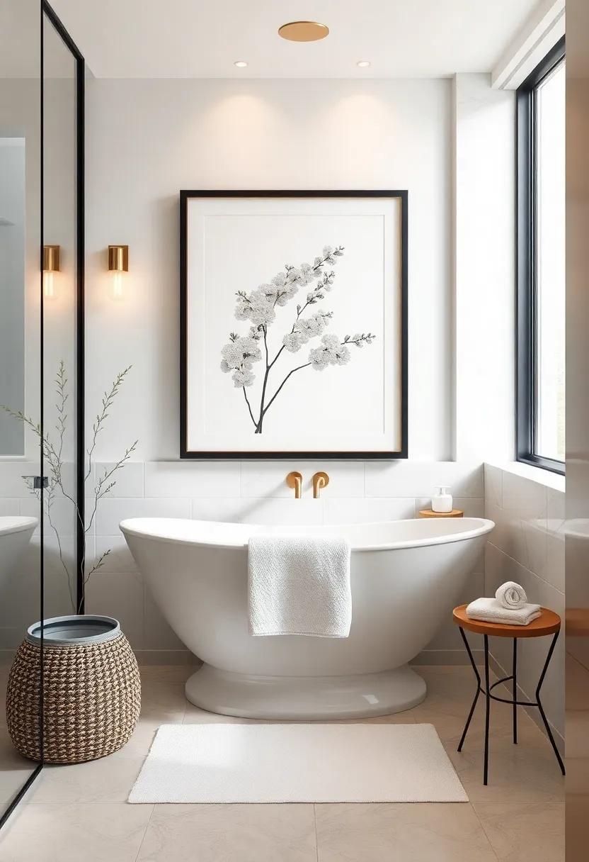 Elegant Art Pieces: Hang ⁤tasteful art⁢ or photographs that reflect your personal style, adding a unique flair to your ⁤restroom retreat