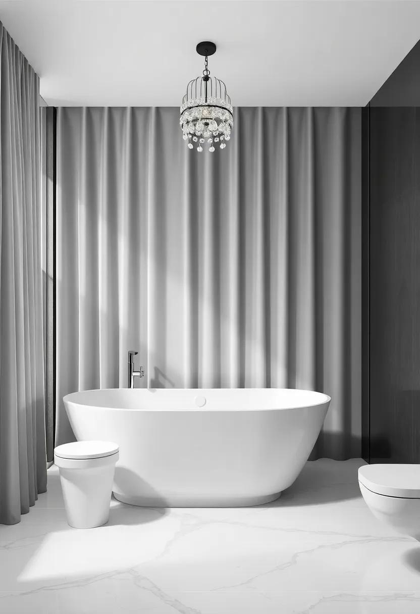 Luxurious ⁤Shower Curtains: Choose a lavish shower curtain made from ⁢silk or a bold print to serve⁢ as⁢ a focal point in ‌your modern⁣ bathroom
