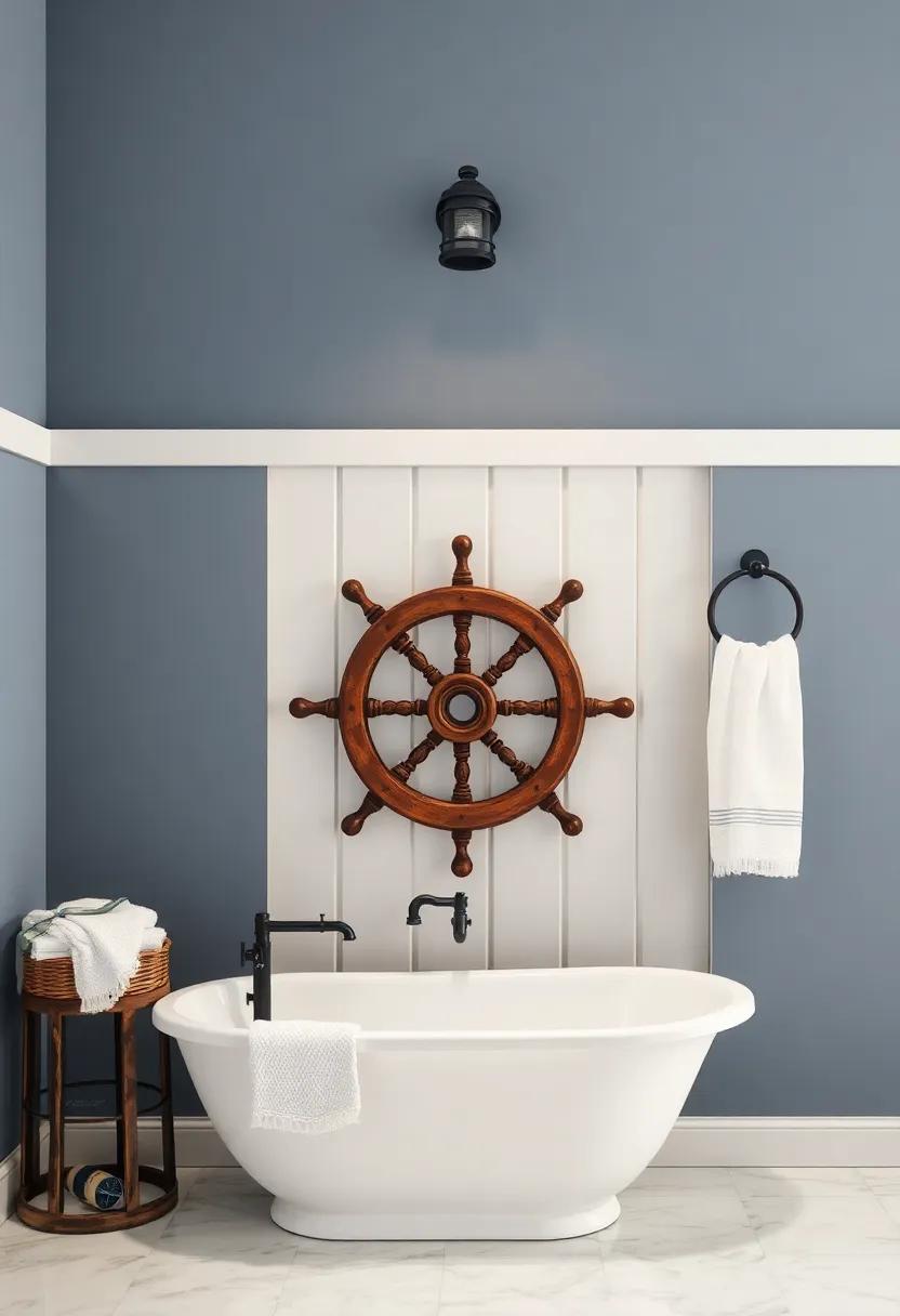 Add a statement Piece with‍ a Vintage-Inspired Ship‌ Wheel or Nautical Beacon