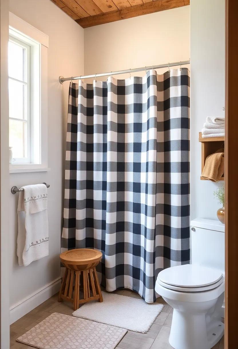 Cozy Cottage: Experience rustic ⁣charm in⁢ a quaint bathroom with plaid or checkered shower curtains that bring a touch of comfort and homey vibes