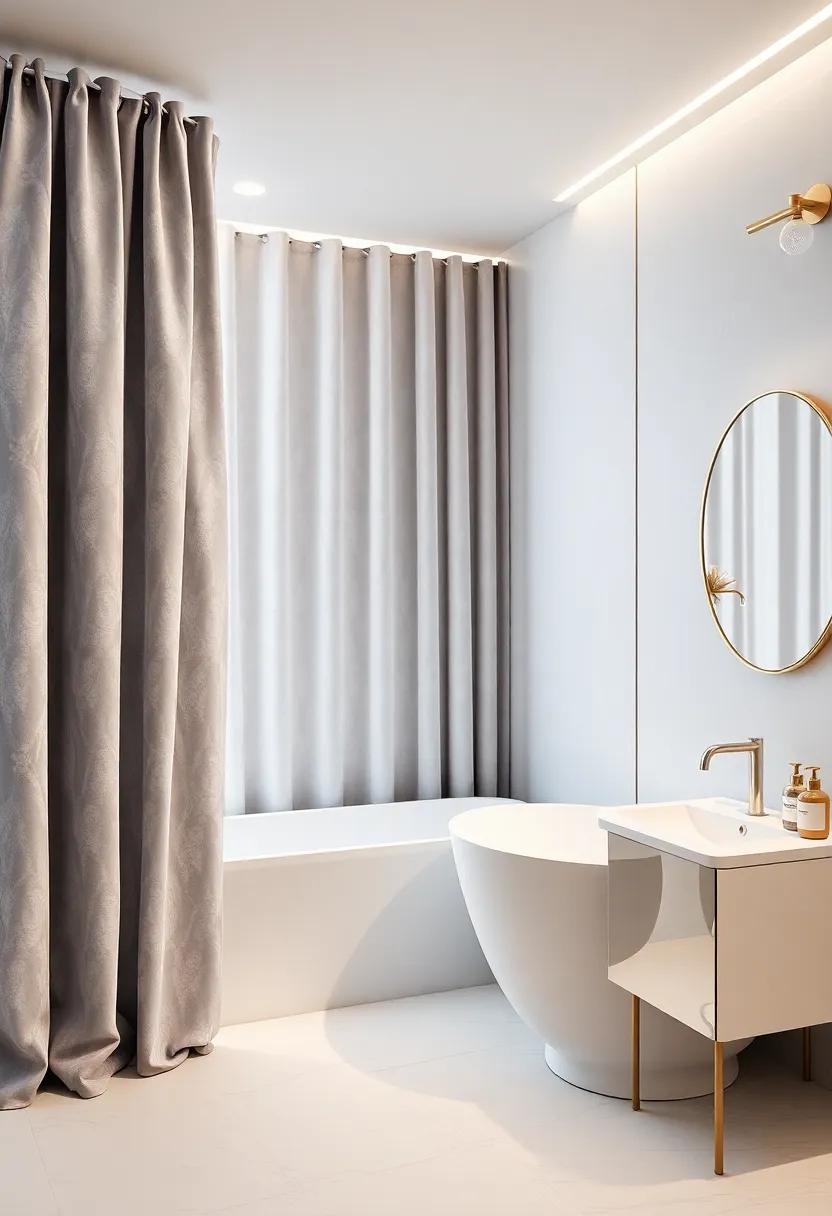 Luxurious Linens: Revel in opulence with richly textured shower⁤ curtains made from⁣ velvet or silk, elevating your bathroom into a plush sanctuary