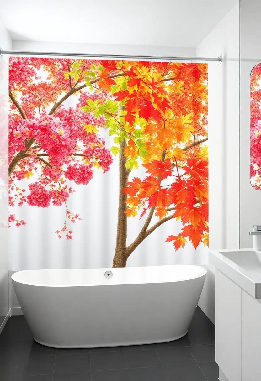 Seasonal Switch: Embrace the changing seasons by rotating shower curtains that​ reflect the beauty of spring blooms, summer‌ sun, autumn leaves, and winter‍ wonderlands
