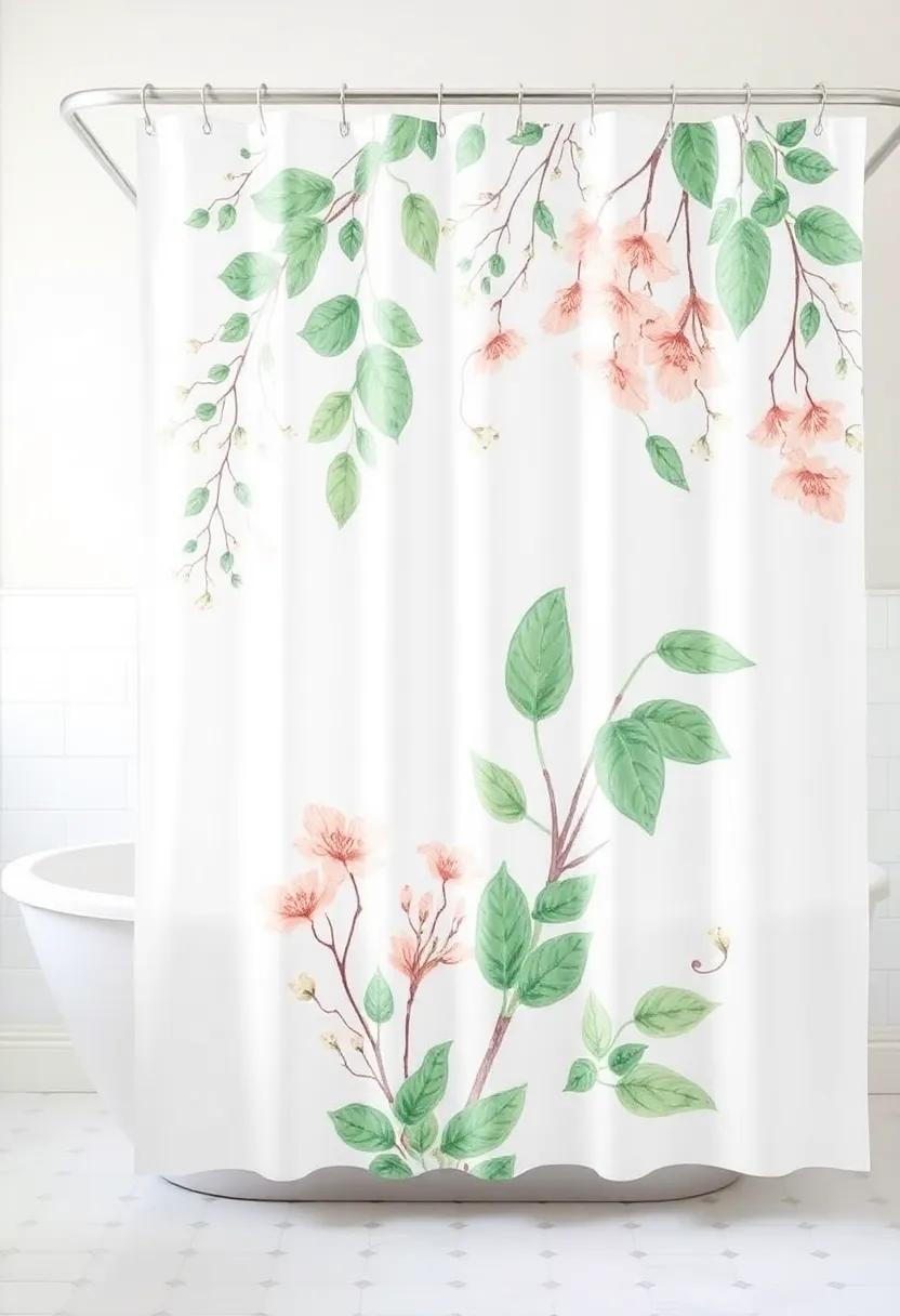 Botanical Bliss: Bring ⁣the ⁣beauty of plants indoors with⁤ a botanical ⁣shower curtain featuring delicate​ leaves and flowers, promoting⁤ a soothing atmosphere