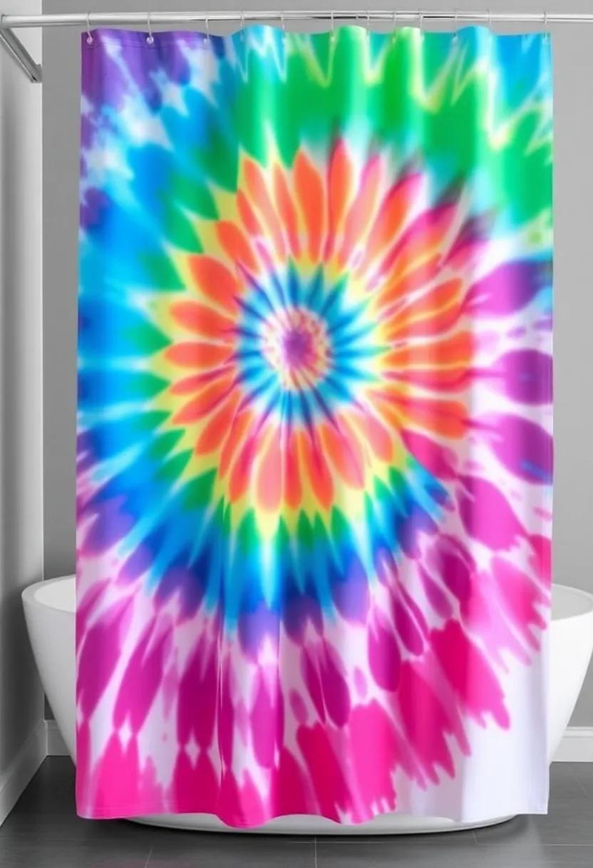 Colorful Tie-Dye: Make your ⁢bathroom vibrant with a tie-dye ​effect shower curtain, channeling a bohemian feel that’s perfect for laid-back, creative souls