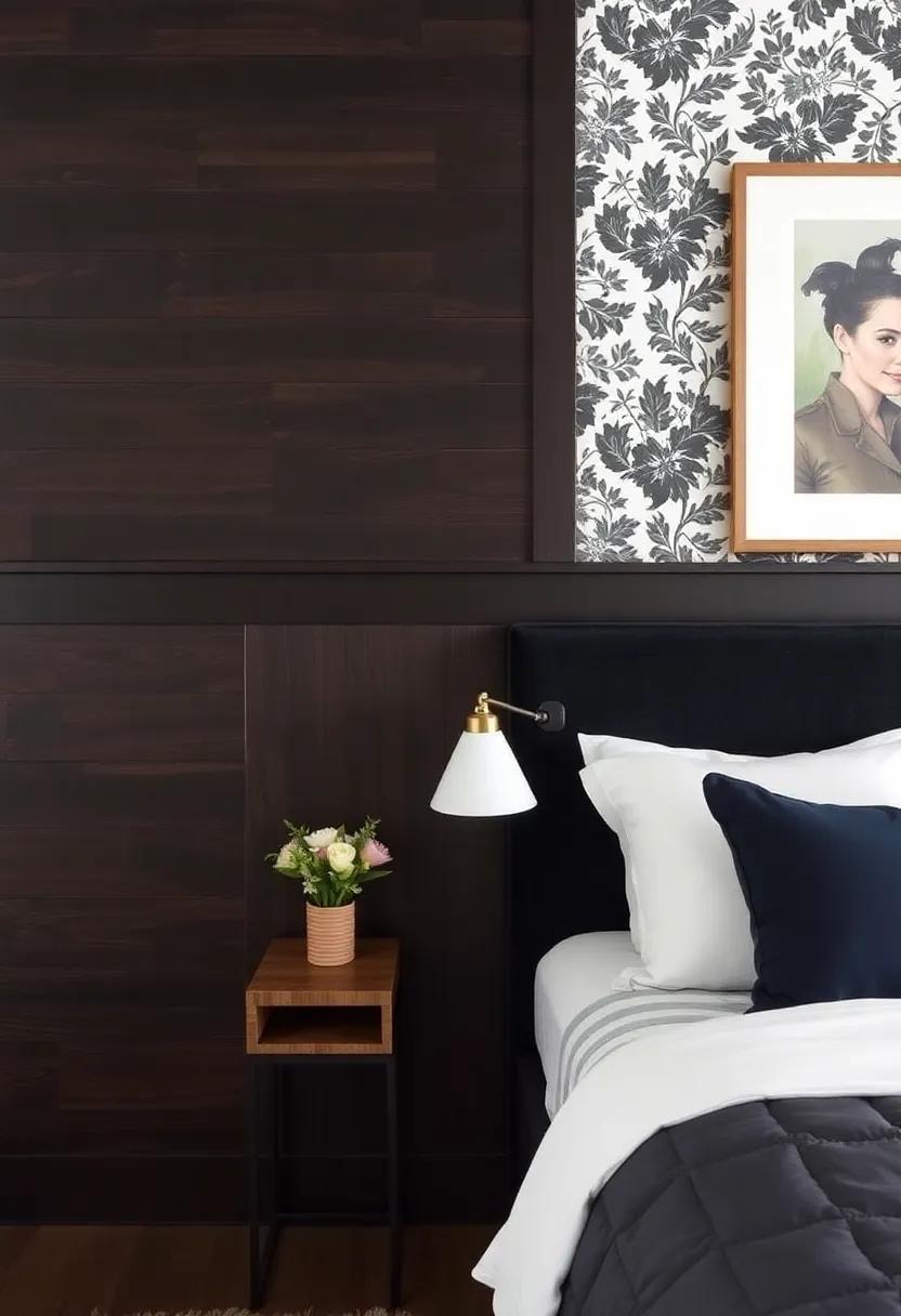 2) A shiplap installation stained in a deep mahogany provides a ​modern twist, infusing warmth and ‍texture while maintaining‍ a rustic charm