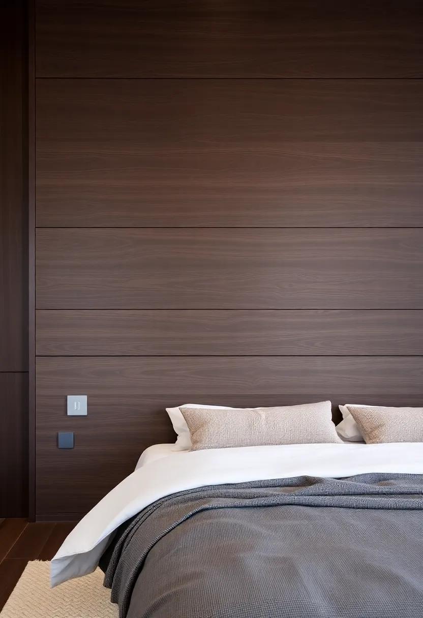 17) Highlight a minimalist aesthetic by​ using dark ‍wood in clean lines, ensuring it remains ‌stylish⁤ yet understated in your bedroom design