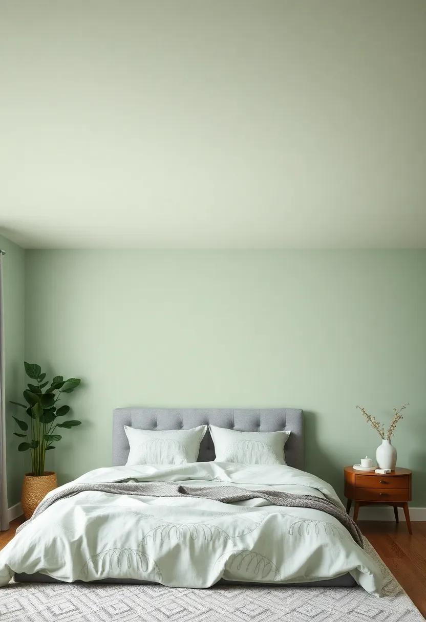 Calming Sage Green: ⁣This soft green mimics nature, promoting a ​sense of calmness‍ and grounding in your sleeping space