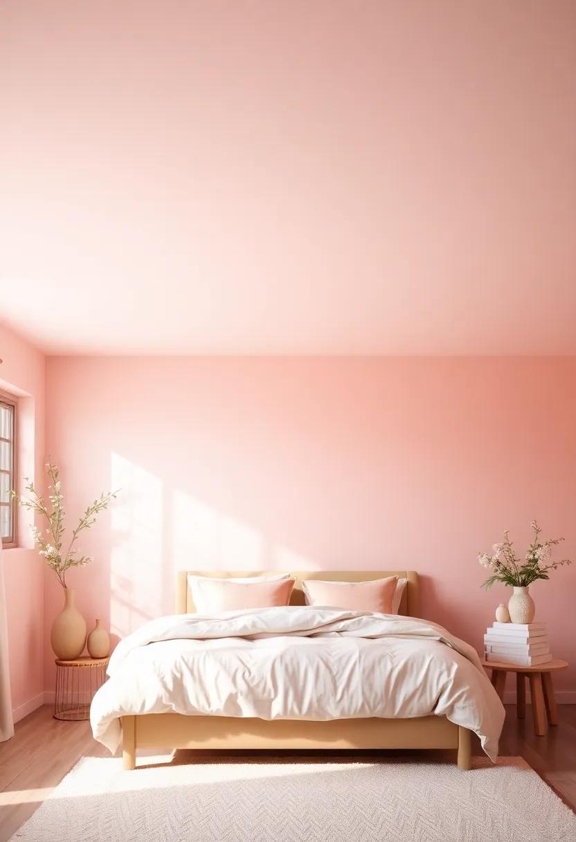 Dreamy Blush Pink: A gentle blush ceiling creates‍ a romantic and whimsical backdrop, ideal for a⁣ dreamy bedroom ambiance
