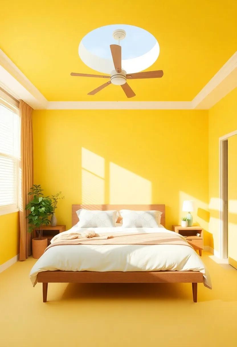 Sunlit Yellow: A cheerful yellow ceiling can brighten your ⁢mood and energize the space,making every​ morning feel delightful