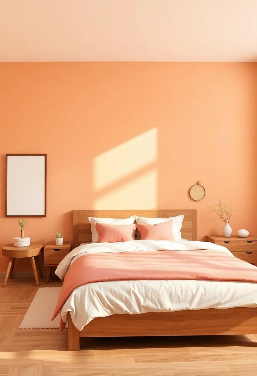 Warm Peach: Infuse your bedroom with ‌warmth⁢ by selecting a‌ warm ⁣peach color, ‍which​ beautifully harmonizes with‍ various⁤ shades of wood while ⁣radiating ⁤comfort