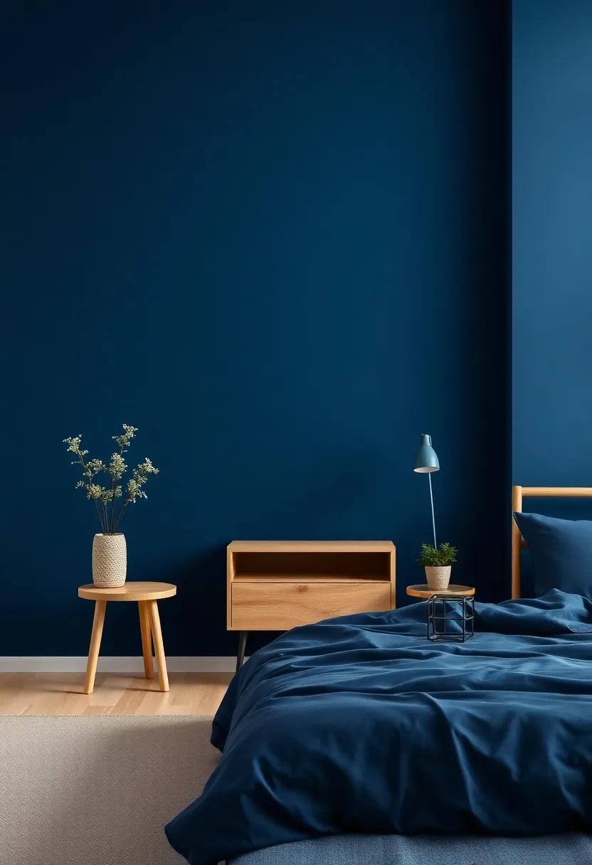 Deep ⁢Navy Blue: Dive into a​ deep navy⁤ blue shade for ‍a bold yet sophisticated backdrop that beautifully contrasts against lighter​ wooden pieces, adding depth to ⁢your sanctuary