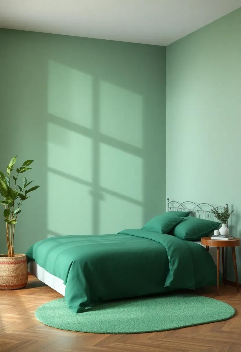 Rich forest Greens Merging into Soft Sage for a Natural Vibe