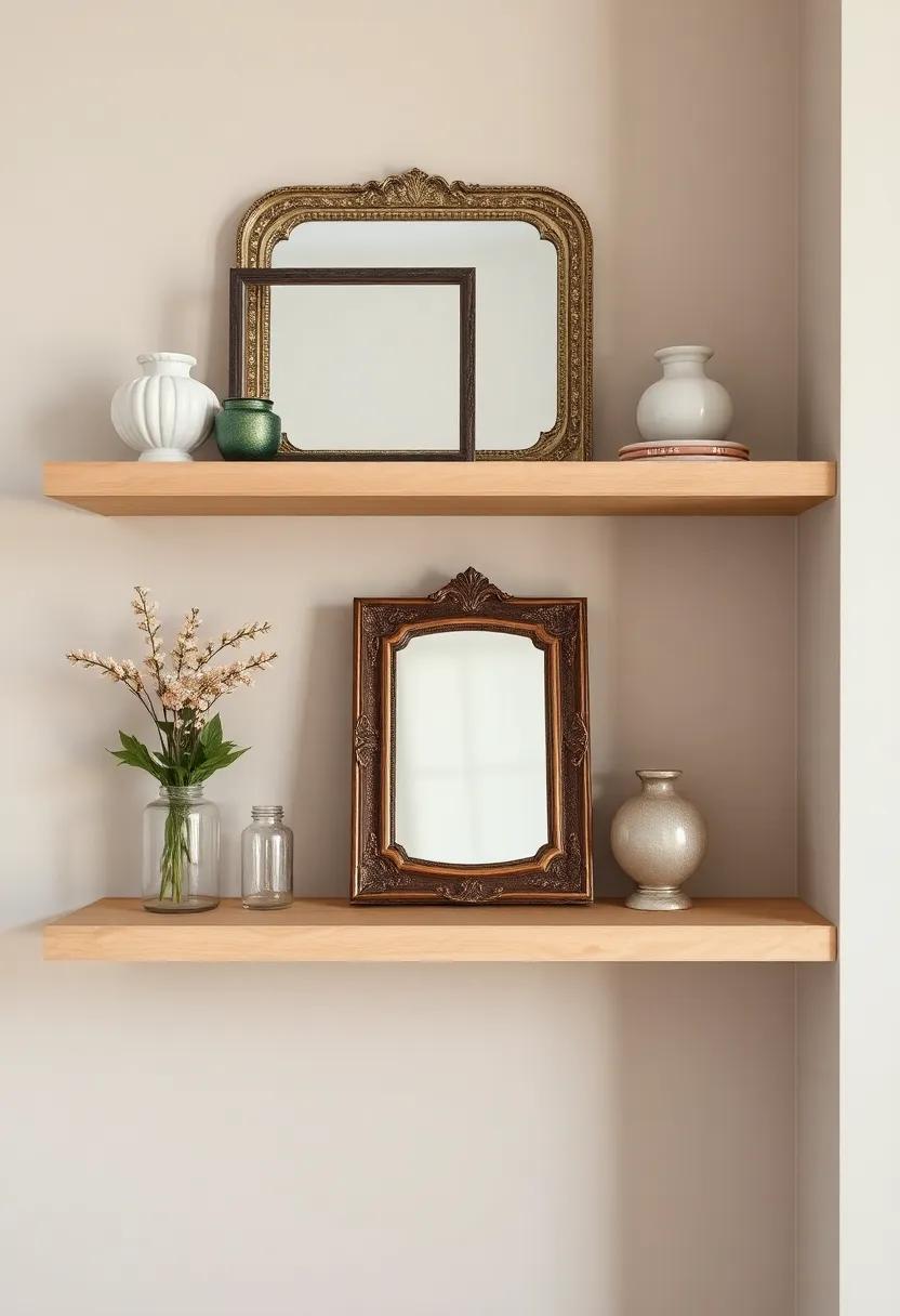 Vintage Mirrors: Reflecting Style and Depth on Bedroom Shelves