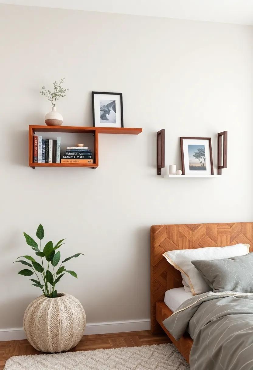 Floating⁤ Shelves: ‍Install floating wooden shelves ⁢to display⁣ books and small ‌art ⁤pieces, combining function‌ with‌ beautifully styled decor