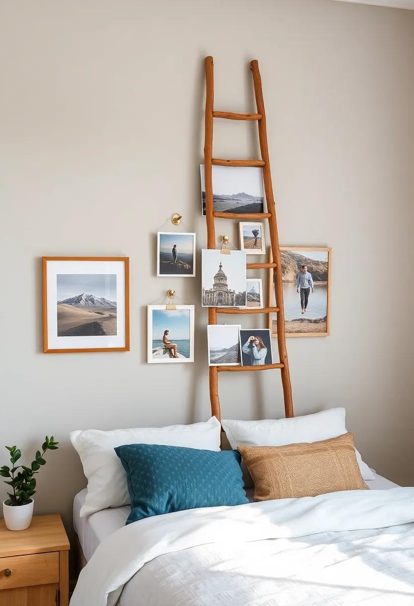Artistic‍ Ladder: Use ‌a leaning wooden ladder ‍to display photos and lightweight canvases, creating an art display that feels ⁤organic and unpretentious